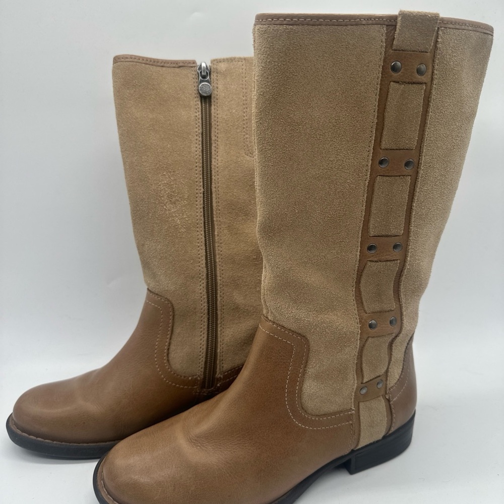 Nurture Dericka Tan Leather Med Calf Boots Sz 7